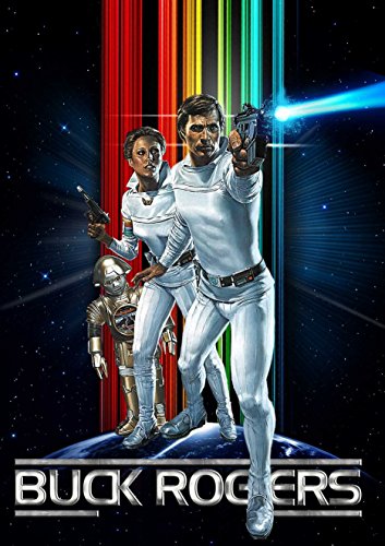 Buck Rogers DVD cover featuring two people and a robot in space.
