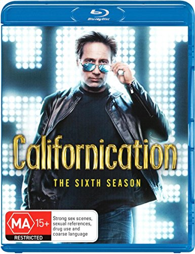 Californication" season six Blu-ray cover featuring David Duchovny in sunglasses.