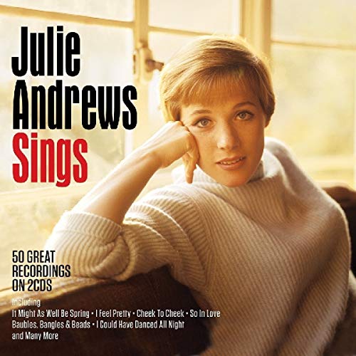 Julie Andrews album cover, portrait of a smiling woman in a sweater.