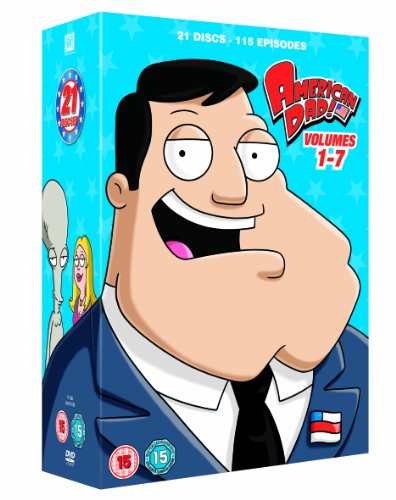 American Dad!" DVD box set, featuring Stan Smith and other characters.