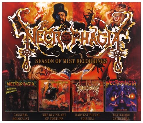 Necrophagia 4CD box set cover with dark, gothic imagery and band logo.