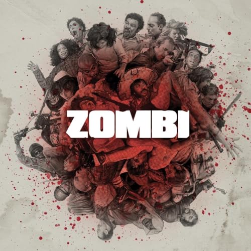 “Zombi” vinyl cover art featuring a chaotic collage of zombie figures and red splatter.