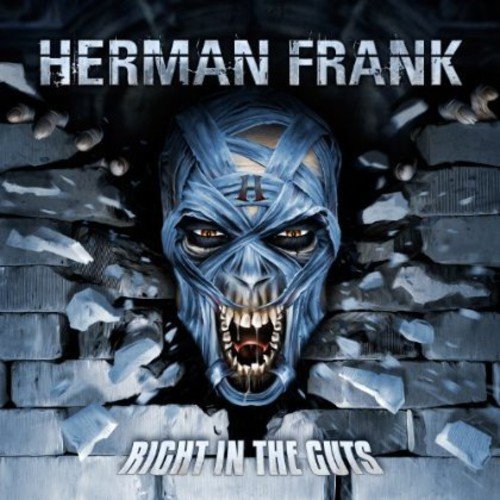 CD cover: band Herman Frank, monstrous face bursting through a wall.