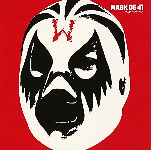 Red background with a white and black illustration of a masked face.
