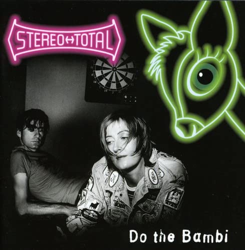 CD cover: black and white photo with neon green graphics and text.