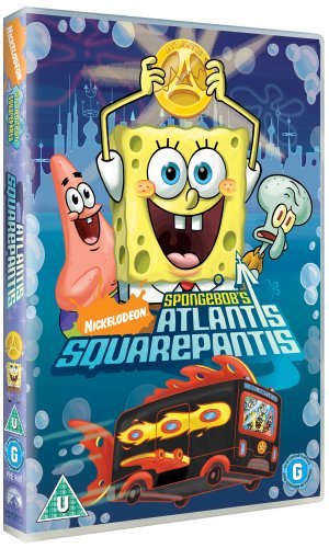 SpongeBob SquarePants DVD cover featuring SpongeBob, Patrick, and Squidward in Atlantis.