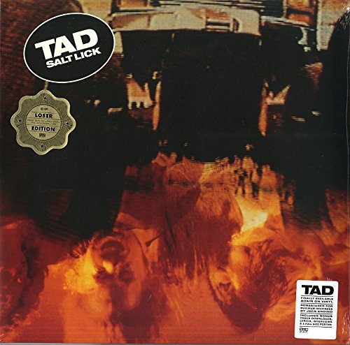 Vinyl record of Tad’s “Salt Lick” with a blurry animal image.