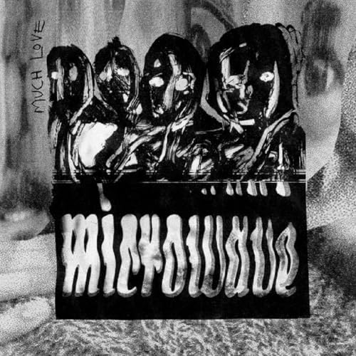 Black and white album cover with distorted figures and band name.