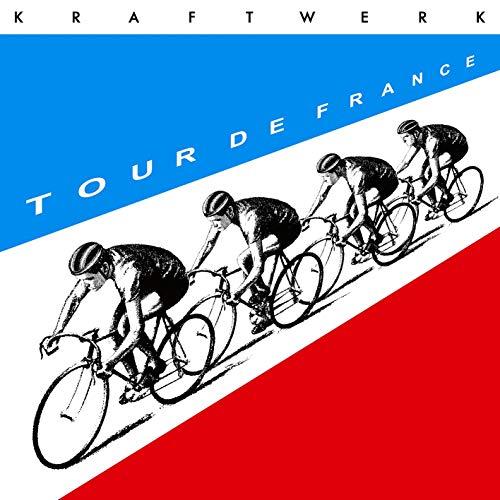 Album cover: cyclists racing diagonally across a red, white, and blue background.