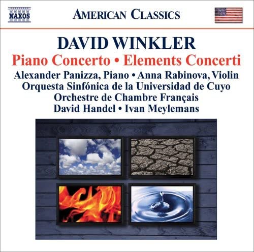 CD cover for David Winkler's "Piano Concerto" with elemental imagery.
