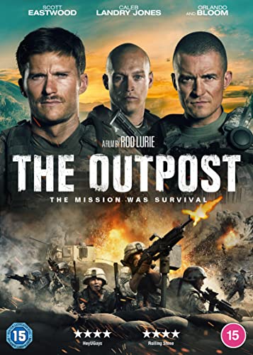 DVD cover for “The Outpost” featuring three soldiers in a war scene.