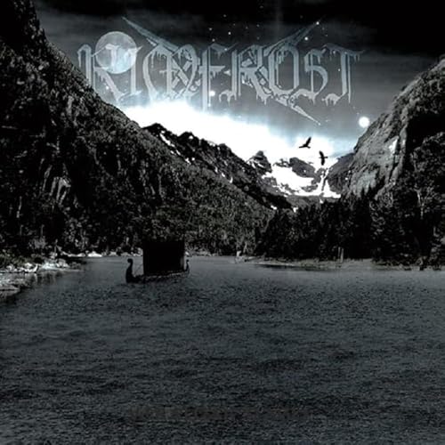 Black and white landscape with band name "Rimfrost" in stylized lettering.