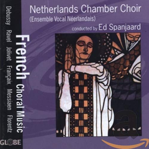 CD cover: "French Choral Music" with abstract art and choir conductor.