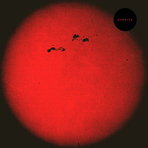 Red vinyl record cover with a textured, sun-like circular design.