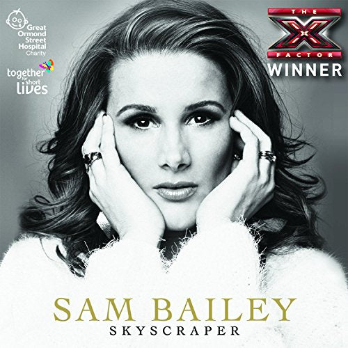 Black and white CD cover featuring Sam Bailey, “X Factor” winner.
