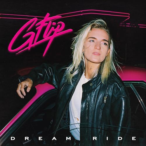 G Flip album cover: artist in leather jacket, pink neon lights.