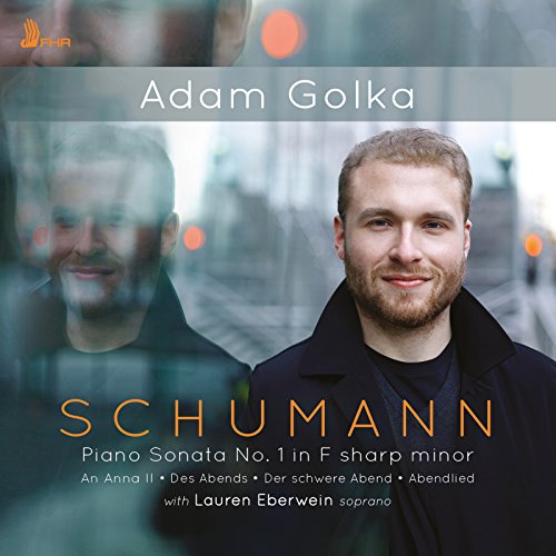 CD cover featuring portrait of pianist Adam Golka and text “Schumann”.