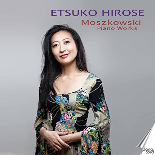 CD cover featuring pianist Etsuko Hirose in a floral patterned dress.