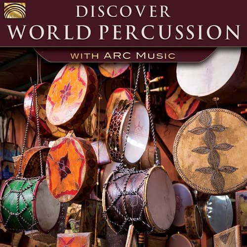 CD cover featuring a collection of diverse, hanging percussion drums.