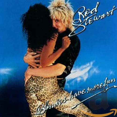 CD cover: Rod Stewart with a woman in a leopard print outfit.