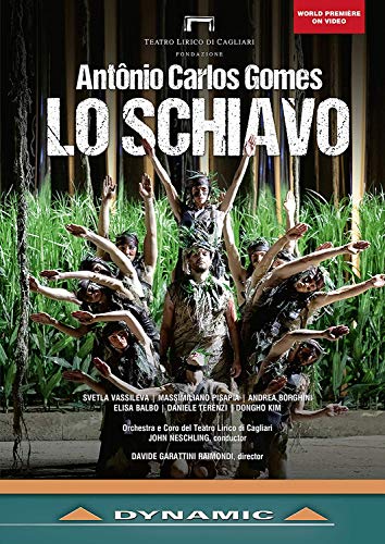 DVD cover for "Lo Schiavo" opera, featuring a group of performers.