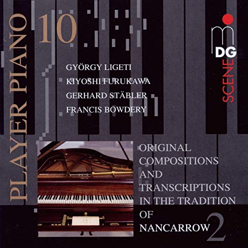 CD cover for Ligeti/Furukawa/Stabler/Bowdery piano compositions, featuring a piano image.