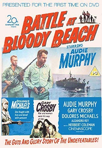 DVD cover for "Battle At Bloody Beach" featuring soldiers and ships.
