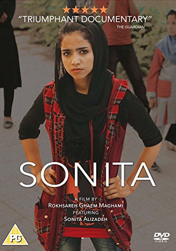 DVD cover for “Sonita,” featuring a young woman in a hijab and vest.