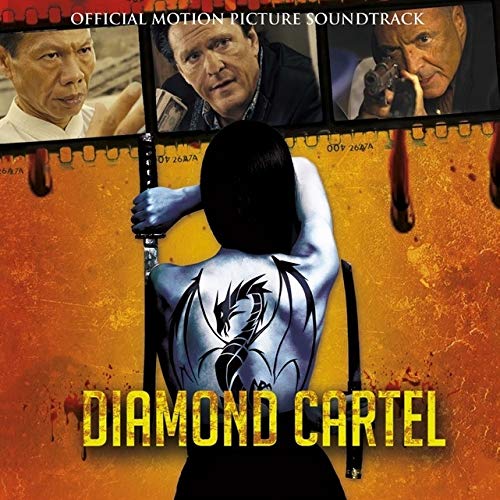 CD cover for "Diamond Cartel" soundtrack featuring film characters and dragon tattoo.
