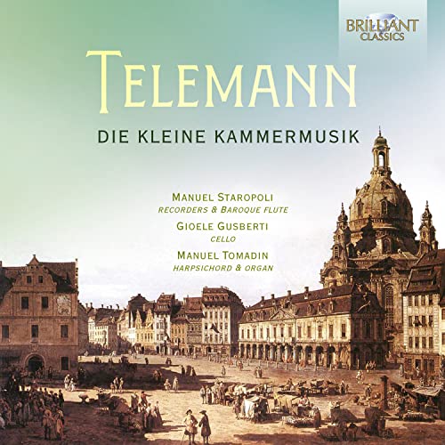 CD cover for Telemann’s “Die Kleine Kammermusik” with a baroque building image.