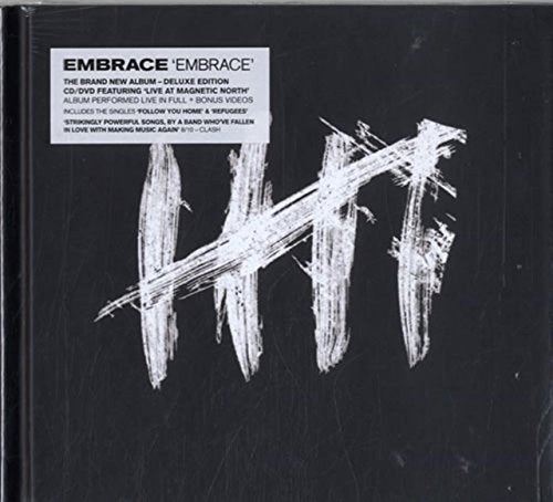 CD cover for Embrace’s “Embrace” album, featuring white abstract brushstrokes.
