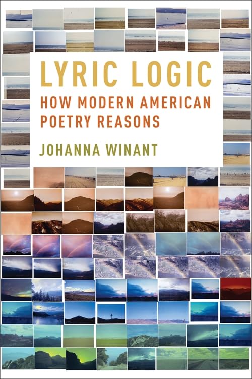 Book cover with collage of landscapes and title “Lyric Logic” in white text.
