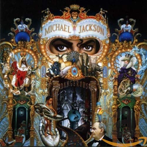 Album cover for Michael Jackson’s “Dangerous” featuring ornate gold framing.