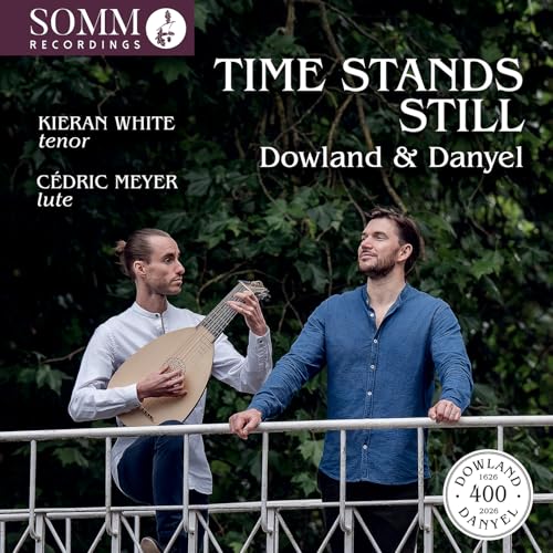 CD cover: two men with a lute, text “Time Stands Still”.