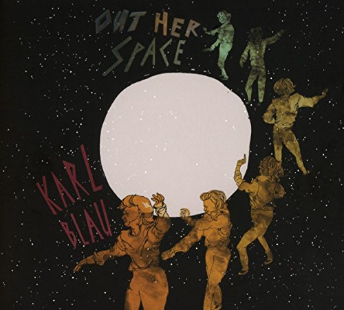 Figures dance around a large white circle against a black, starry space background.