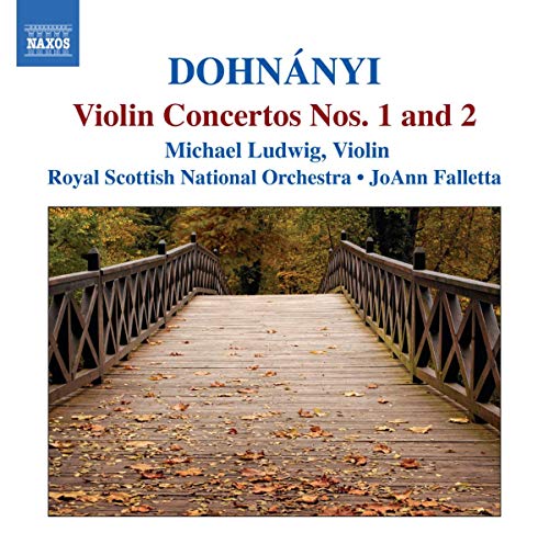 CD cover for Dohnányi violin concertos featuring a wooden bridge.