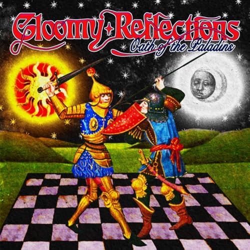Album cover depicting two armored figures with swords, sun and moon backdrop.
