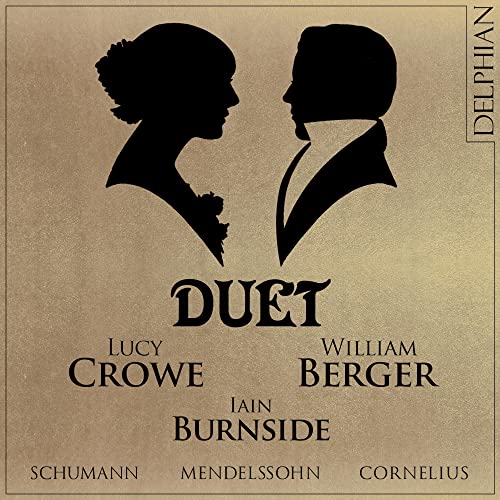 CD cover with silhouettes of Lucy Crowe and William Berger.