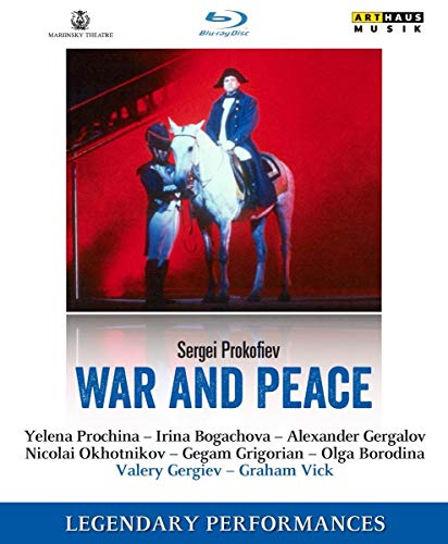 Blu-ray cover for "War and Peace" depicting a man on horseback in uniform.