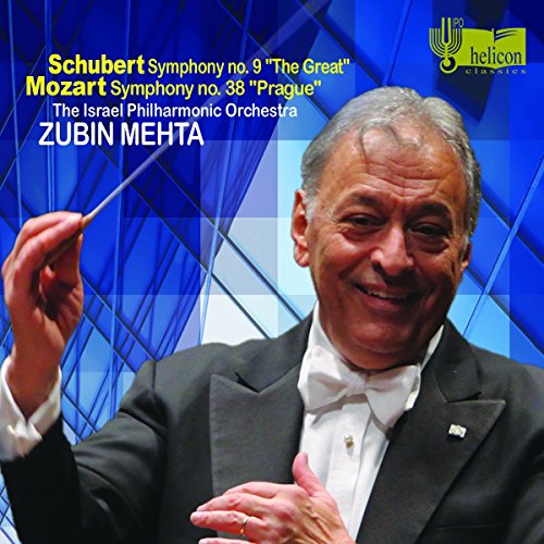 CD cover featuring conductor Zubin Mehta and text listing Schubert and Mozart symphonies.