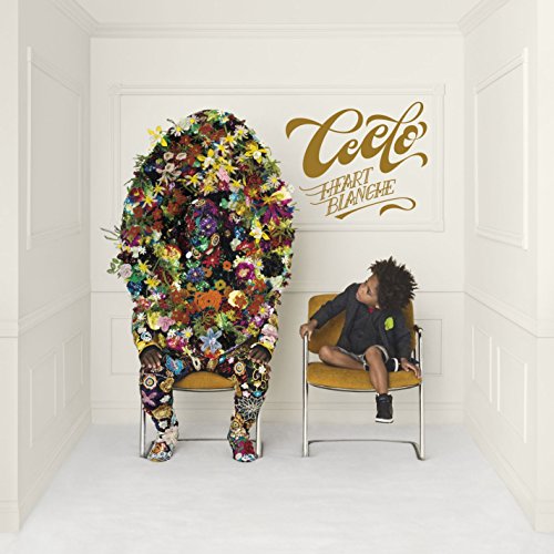 Album cover: floral figure and child seated in chairs, white room.