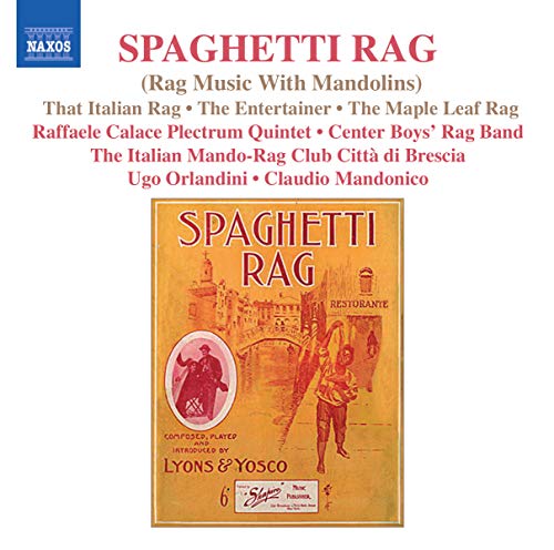 CD cover for “Spaghetti Rag” featuring mandolins and vintage imagery.