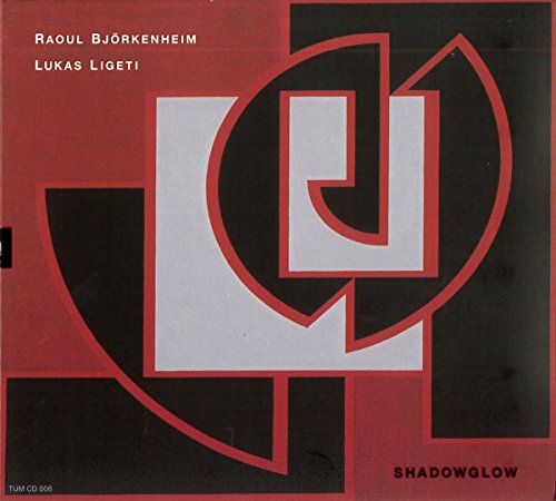 CD cover for "Shadowglow" by Bjorkenheim & Lige, abstract red and black design.