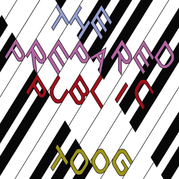 CD cover with diagonal black and white stripes and colorful text.