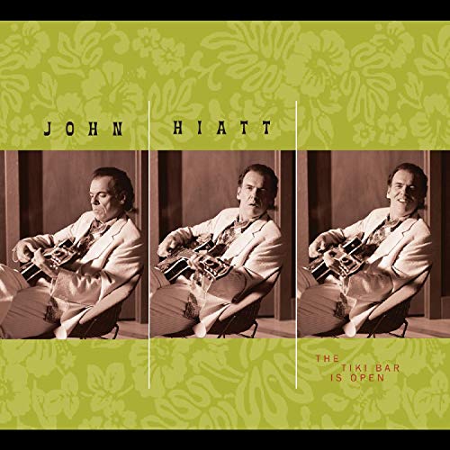 John Hiatt album cover with repeated portrait and tropical background.