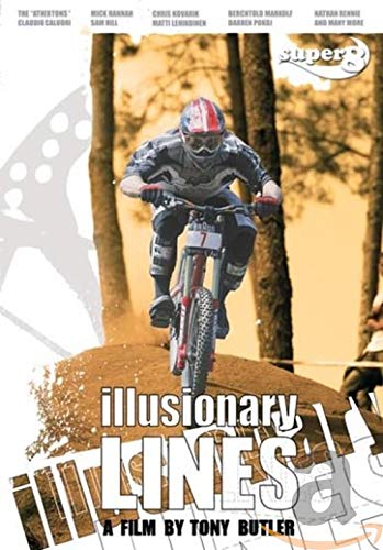 Mountain biker riding a dirt jump, DVD cover for "Illusionary Lines".