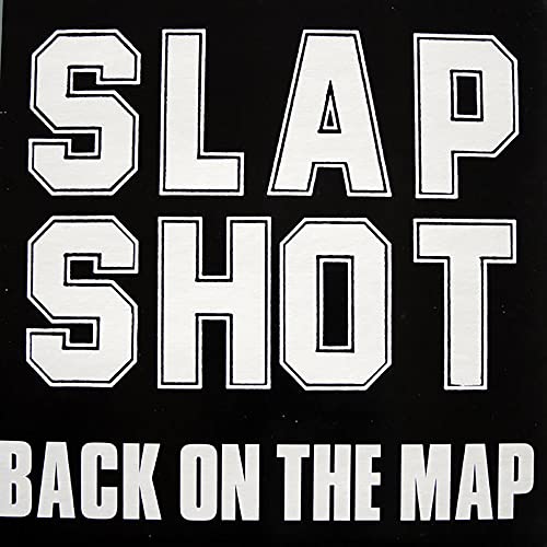Black vinyl record cover with white lettering: "Slapshot - Back On The Map".