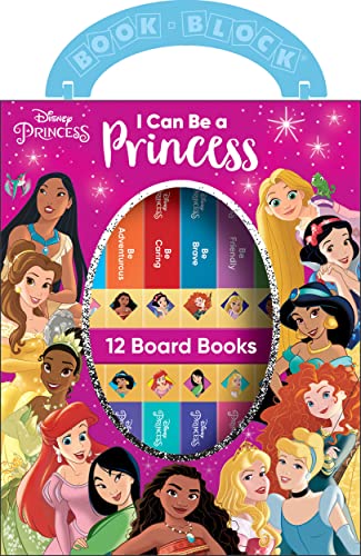Disney Princess - I Can Be Princess My First Library Board Book Block 12-Book Set - Teaches Positive Traits Like Caring, Friendliness, Curiosity, and More! - PI Kids