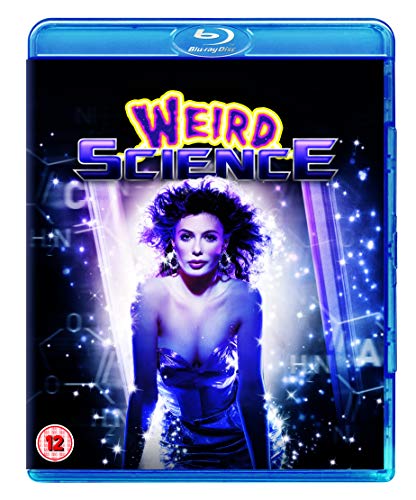 “Weird Science” Blu-ray cover featuring Kelly LeBrock with glowing science effects.
