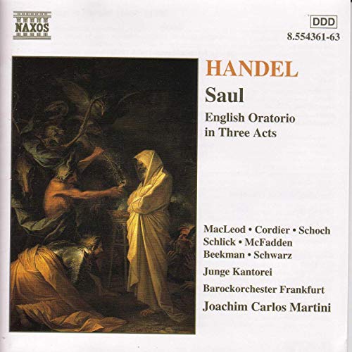 CD cover for Handel’s “Saul” featuring a classical painting and text.